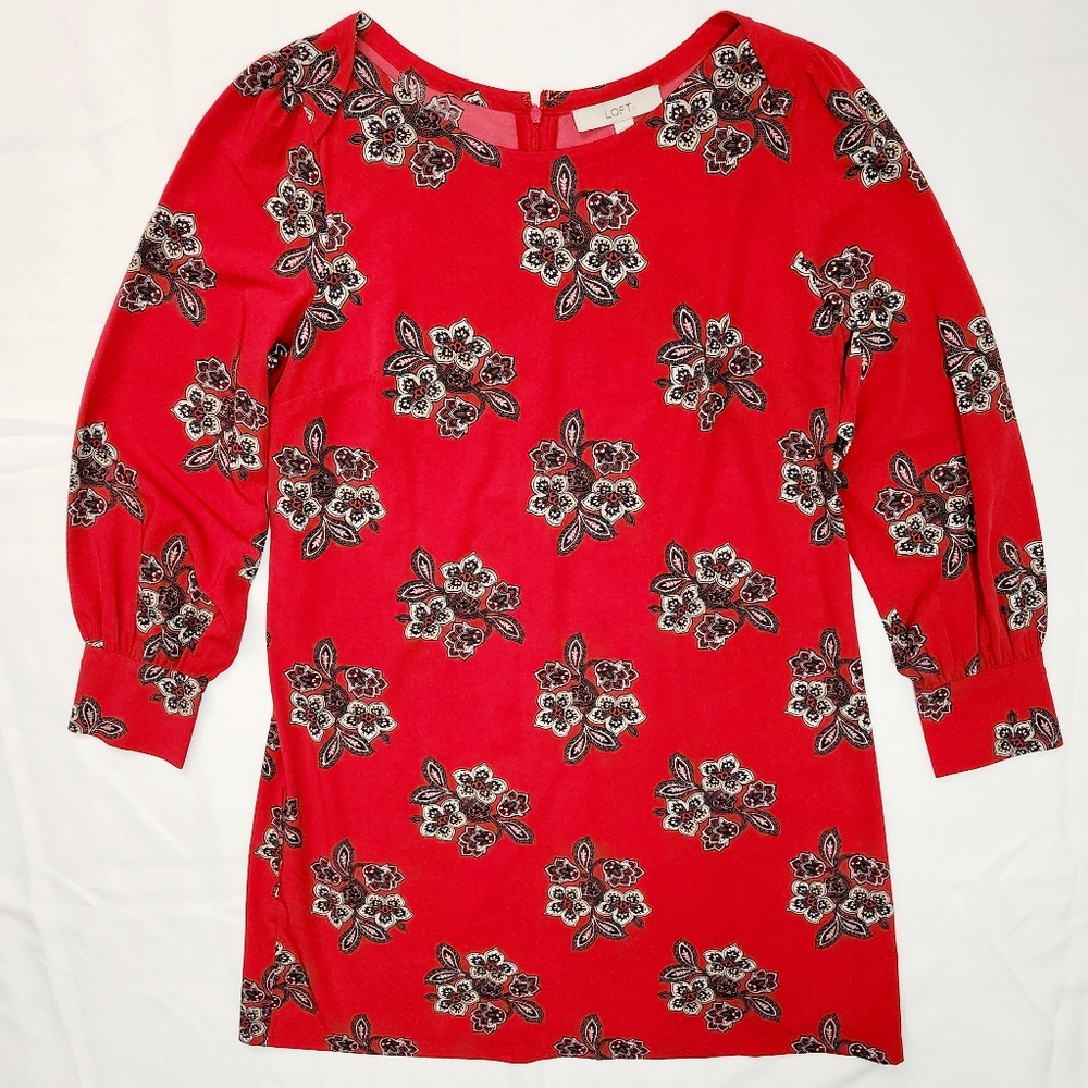 Ann Taylor LOFT Red and Floral Print Dress - Picture 2 of 8